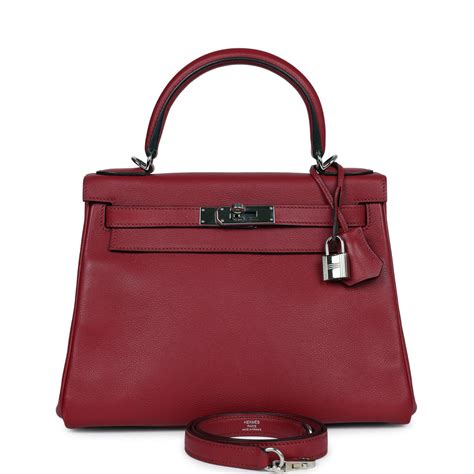 HERMES Evercolor Kelly Retourne 28 Rouge Grenat